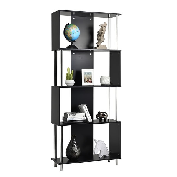 Costway 4-Tier Bookcase Modern Display Shelf Organizer Snaking Storage Rack Black