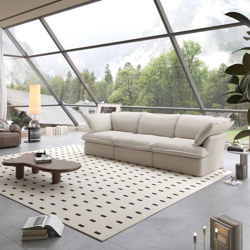Modern Modular Sectional Sofa for Living Room 3 Seat, Comfy Convertible Sectional Sofas Couches - Beige