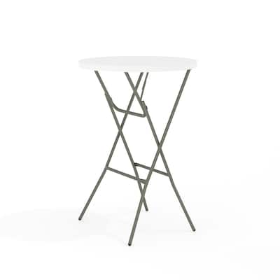 2.6-Foot Round Plastic Bar Height Folding Event Table - 31.25"D x 31.25"W x 43.75"H