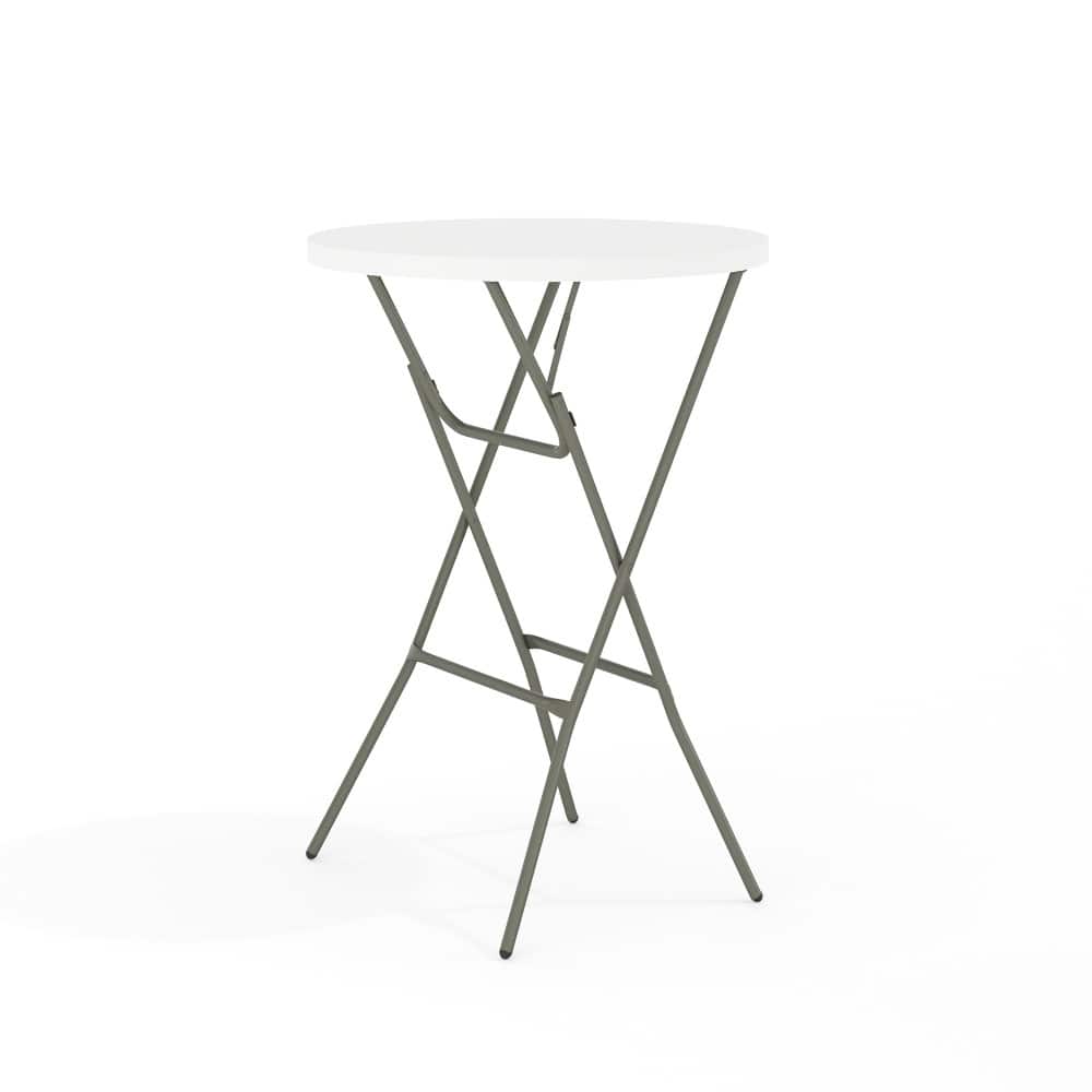 2.6-Foot Round Plastic Bar Height Folding Event Table - 31.25"D x 31.25"W x 43.75"H