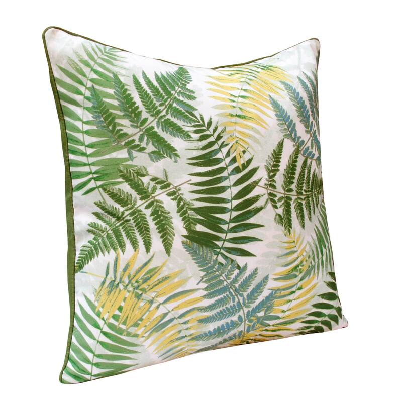 Handwoven Botanical Fern Square Throw Pillow - 20" - Green and Yellow