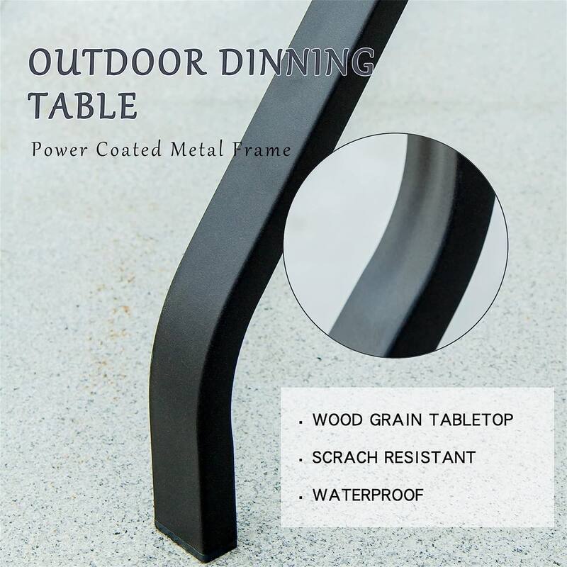 Outdoor Patio Bar Table Square Metal Table with Wood-Look Tabletop, for Garden Balcony Backyard Deck(1 Table)