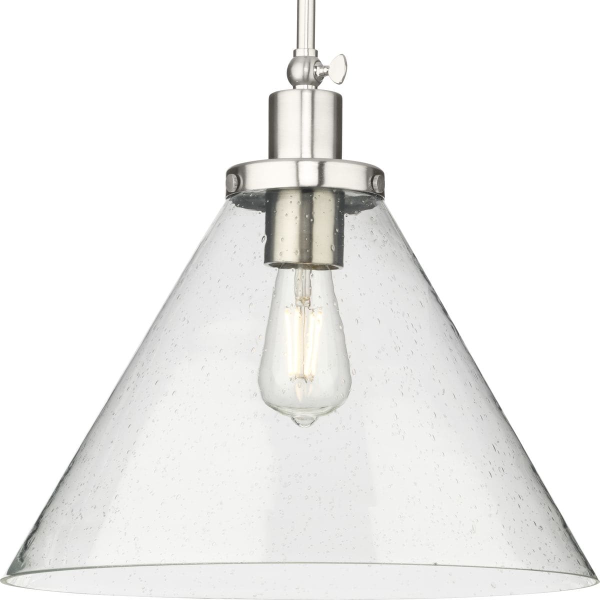 Progress Lighting Hinton Collection One-Light Brushed Nickel Modern Farmhouse Pendant - 16 in x 16 in x 14 in
