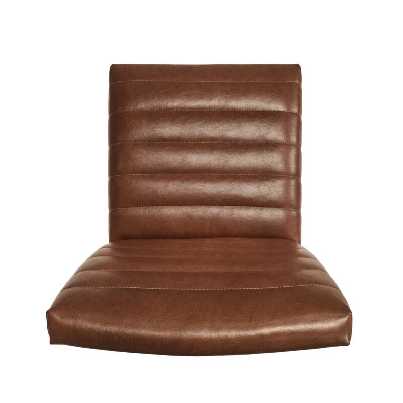 Modern Seam-Stitched Upholstered Dining Chair with Splayed Legs, for Dining Rooms, 2-Piece Set, Cognac Brown