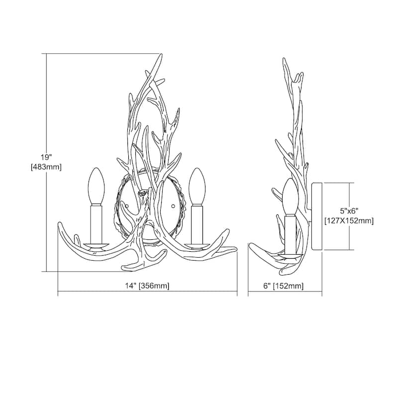 Elk Home Elk Wood Tone 14 Inch Wide 2 Light Sconce