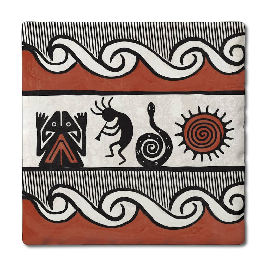 Pueblo 4 Pack Absorbent Stone Coasters with Cork Backing 4" Square Made in The USA Absorbent Wipes Clean