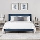 preview thumbnail 8 of 70, Spruce & Spring Eleanor Upholstered Platform Bed Frame with Vertical Stripe Headboard Blue-Channel Headboard - Full