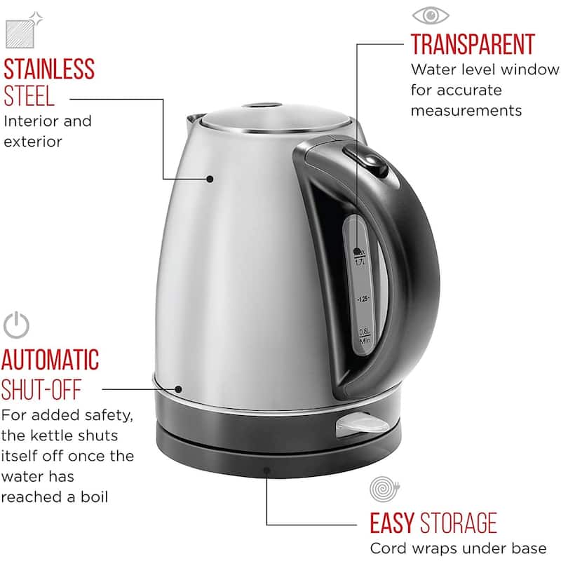 Chefman Electric Kettle, Stainless Steel, 1.7 Liter Bed Bath & Beyond