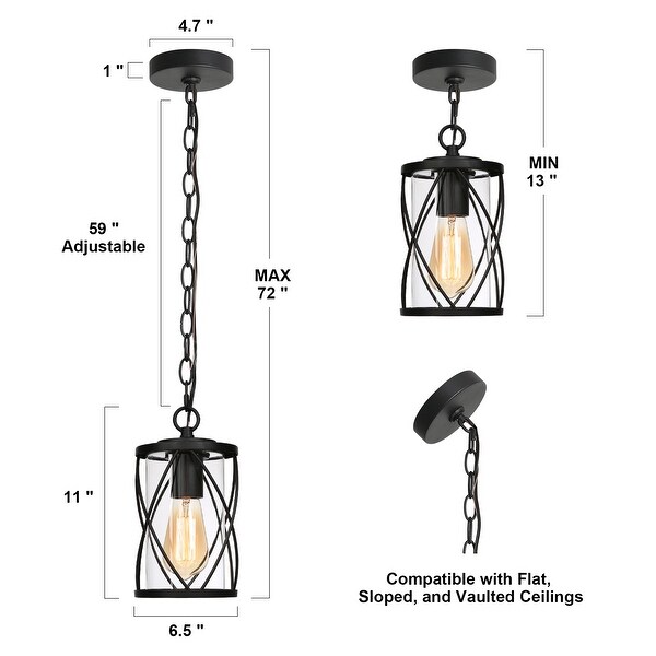 シーリングライト・天井照明 Landscape Products Ceiling Lamp Black MgLoyht Industrial Semi Flush Mount Ceiling Light, Matte