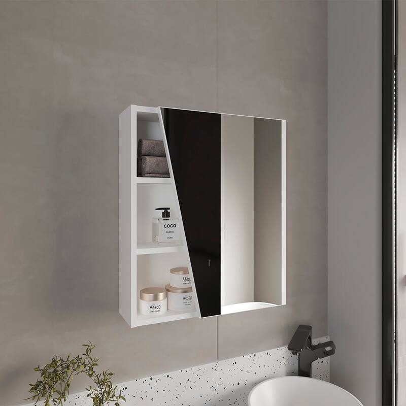 Modern Medicine Cabinet with Mirror for Bathroom Storage - White
