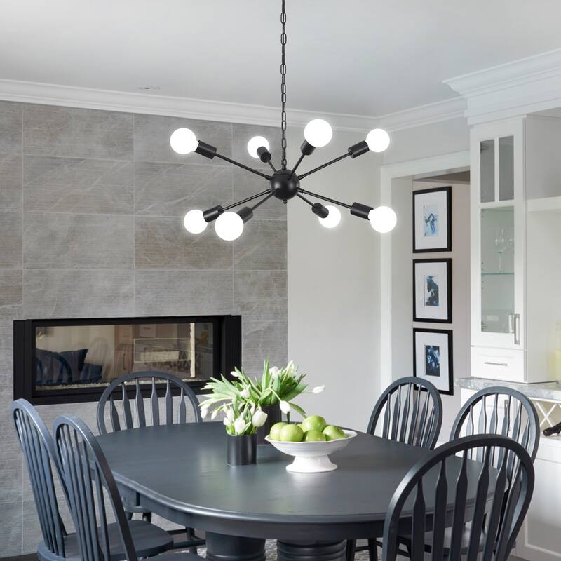 8-Light 23.54 in. Sputnik Chandelier for Living Room with Plug in Cord