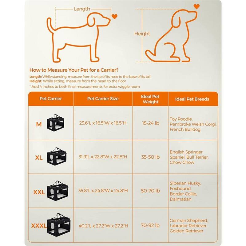 Black Portable Collapsible Pet Crate with Metal Frame and Handle, Storage Pockets