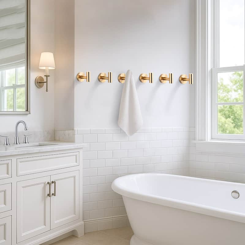 WOWOW Stainless Steel J-Hook Robe/Towel Hook 6-Pack