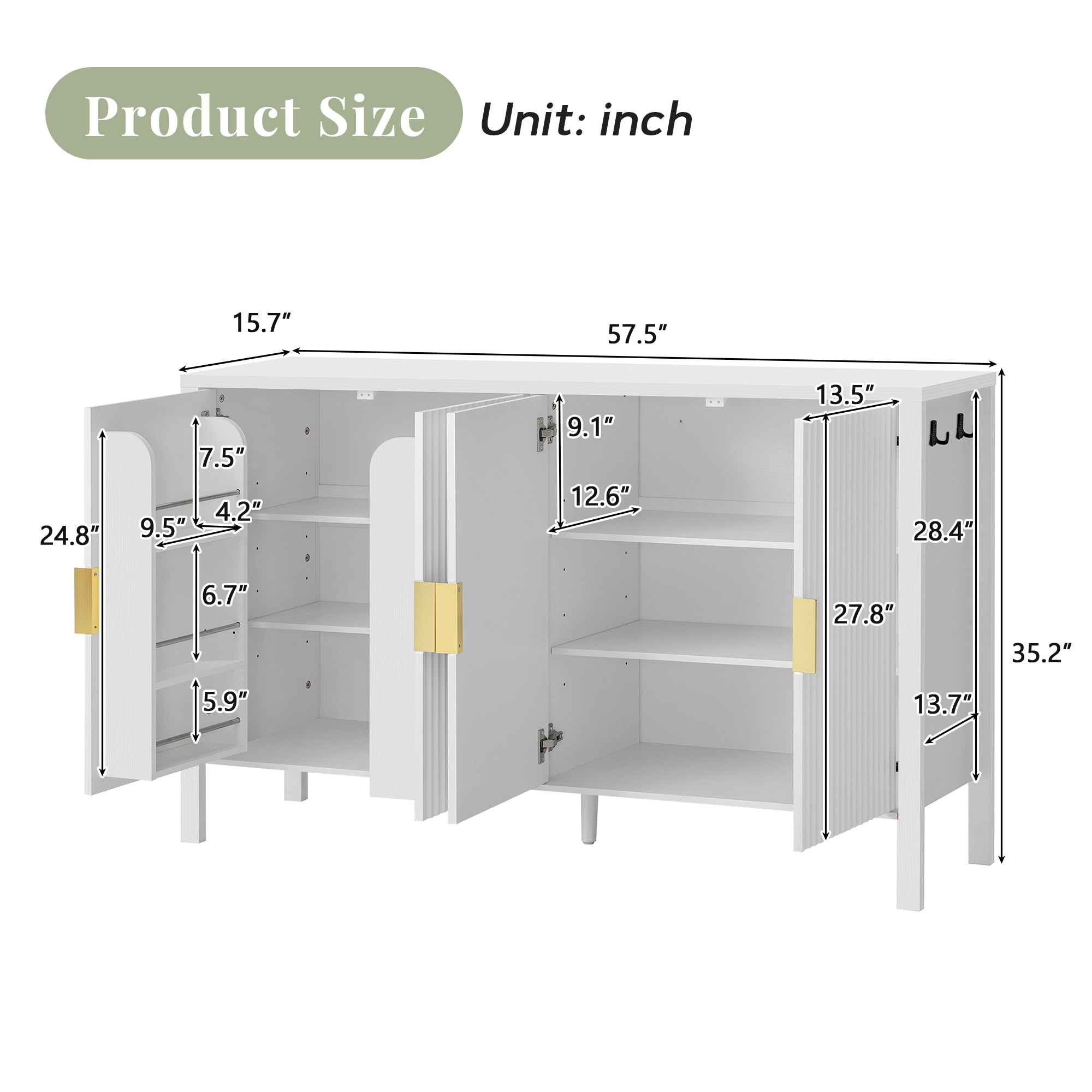 Modern 57.5" Stripe Door Storage Cabinet