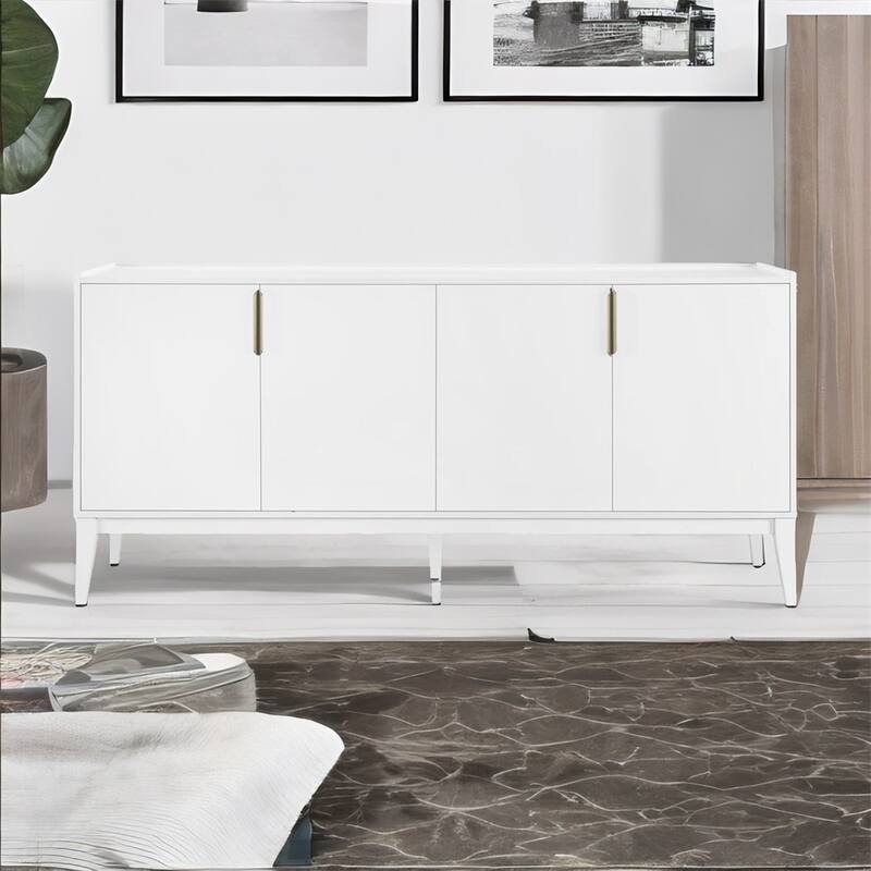 Storage Cabinet Sideboard Wooden Cabinet w/ 4 Doors，Adjustable Shelf