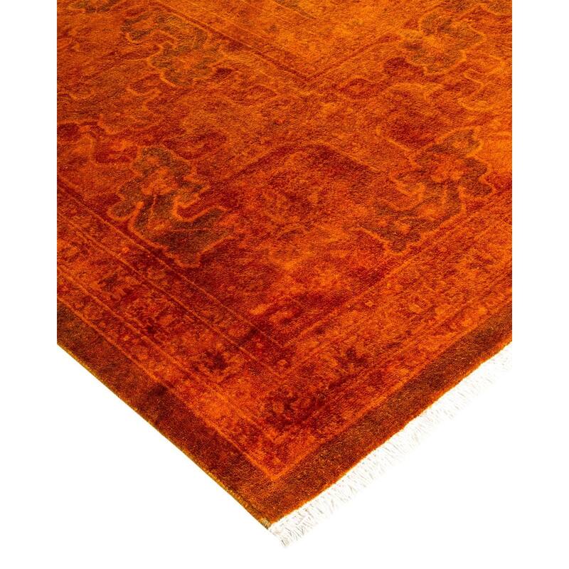 Overton Hand Knotted Wool Vintage Inspired Modern Contemporary Overdyed Gold Square Area Rug - 8' 2" x 8' 6"