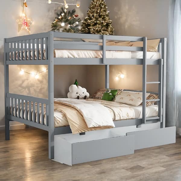 slide 2 of 7, Elegance Full over Full Bunk Bed with Convertible into 2 Full Beds Grey