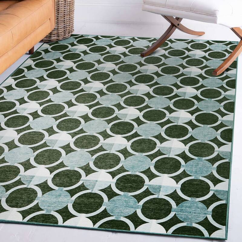 My Magic Carpet Dula Dark Sage Green Machine Washable Rug - 5' x 7'