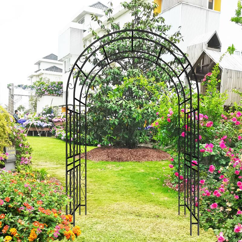 Metal Garden Arch L59'' x W17.71'' x H90.55'' Climbing Plants Support Rose Arch Outdoor