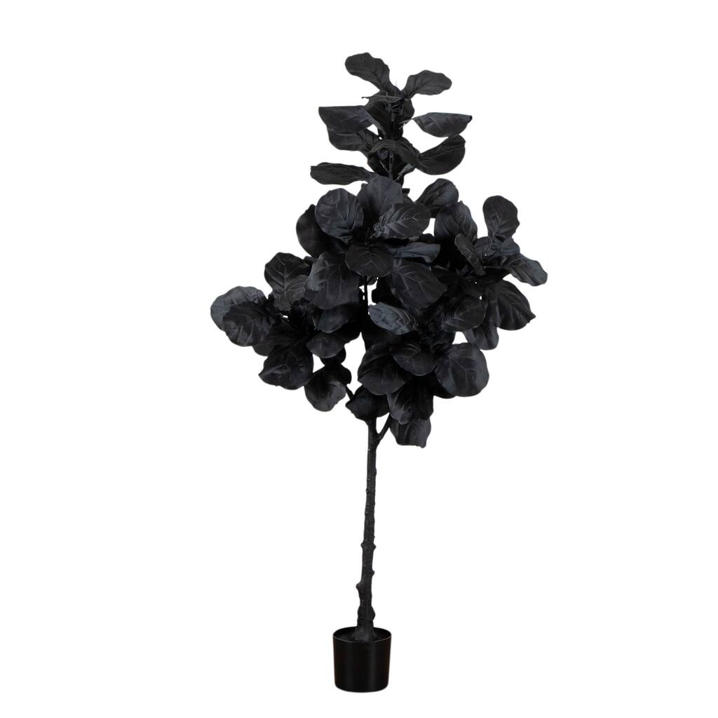 Potted Fiddle Leaf Artificial Halloween Tree - 6' - Unlit