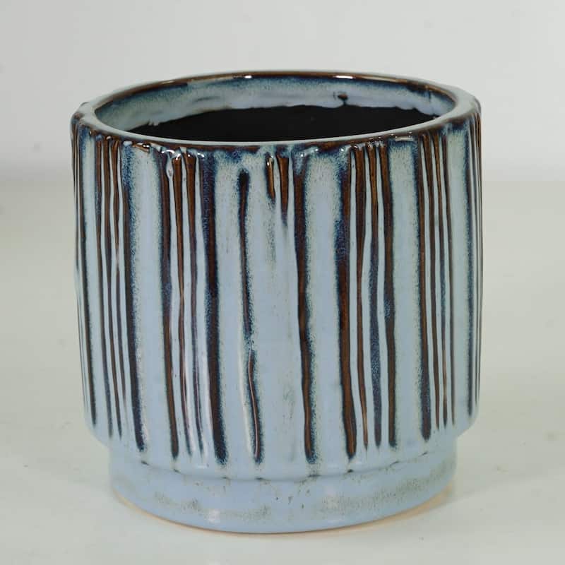 Blue And Gray Stripes Planter