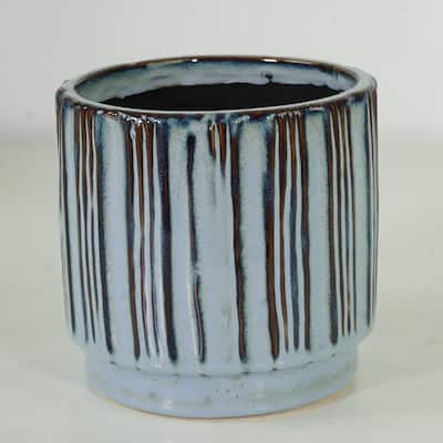 Blue And Gray Stripes Planter
