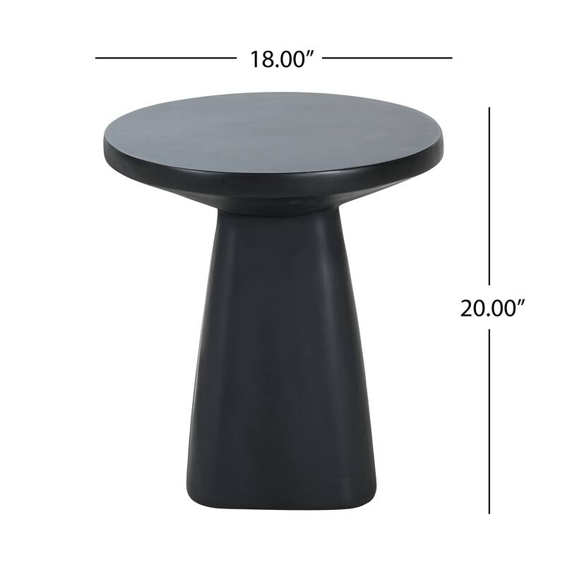 Christopher Knight Home - 18.00'' Industrial-Style Tapered Pedestal Concrete Accent Side Table with Smooth Matte Round Top