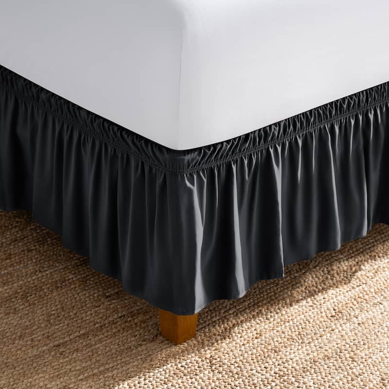 Bare Home Adjustable Wrap Around Bed Skirt - Twin - Black