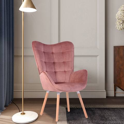 HOMY CASA Mid-Century Modern Velvet Accent Chair