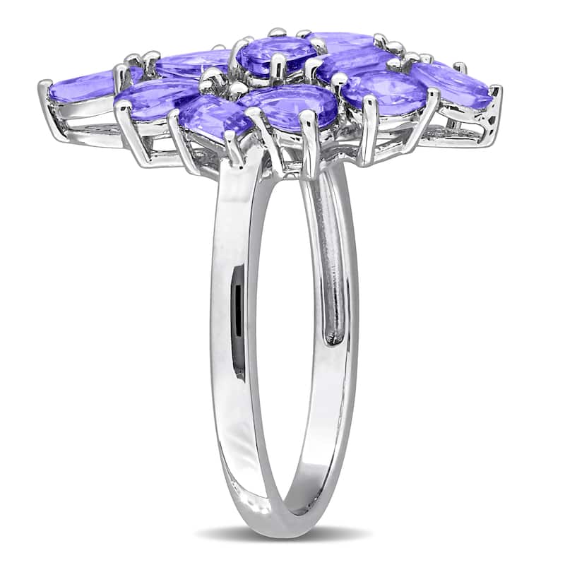 Miadora 2ct TGW Tanzanite Cluster Ring Sterling Silver