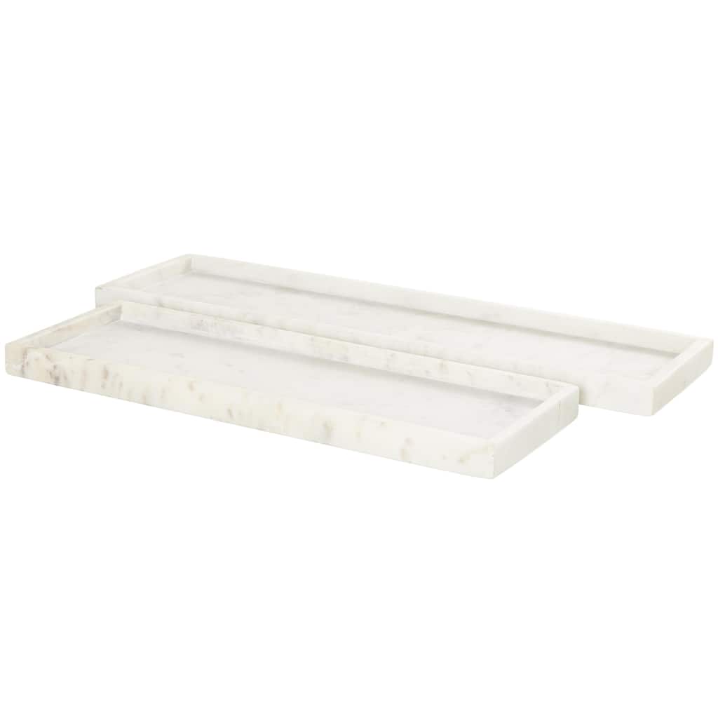 Marble Living Room Decor Tray with Raised Border - Set of 2 White, Black, Green - CosmoLiving by Cosmopolitan