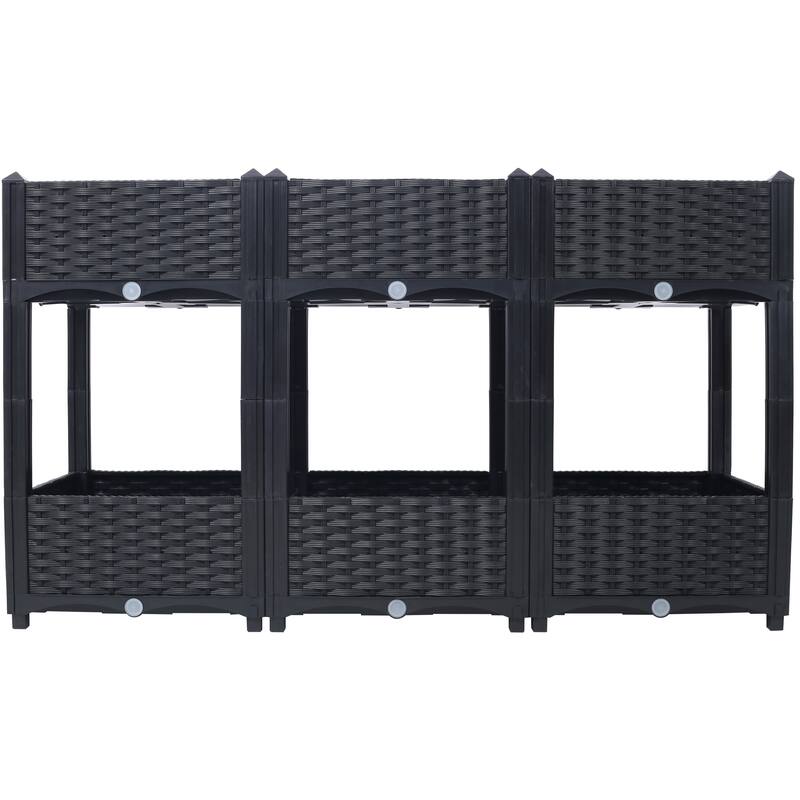 Modern Minimalist Garden Bed with Drainage Plug Raised Bottom Drainage Holes, for Vegetable Flower Herb Outdoor - 8' x 10'