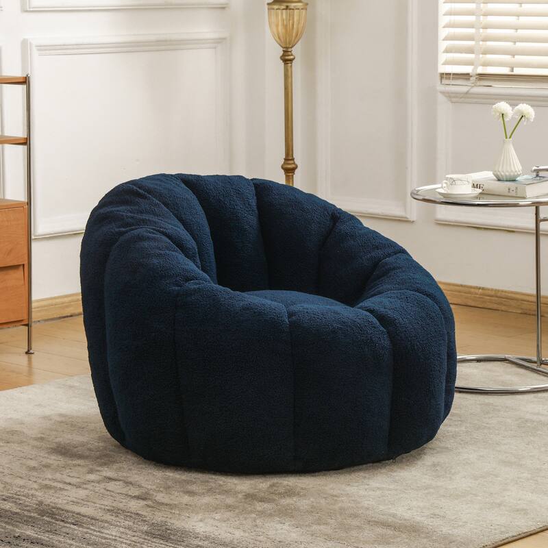 Comfortable Bean Bag Chair Dark Blue Sofa Chair with Armrests, Leisure Chair Lounge Chair Upholstered Chair