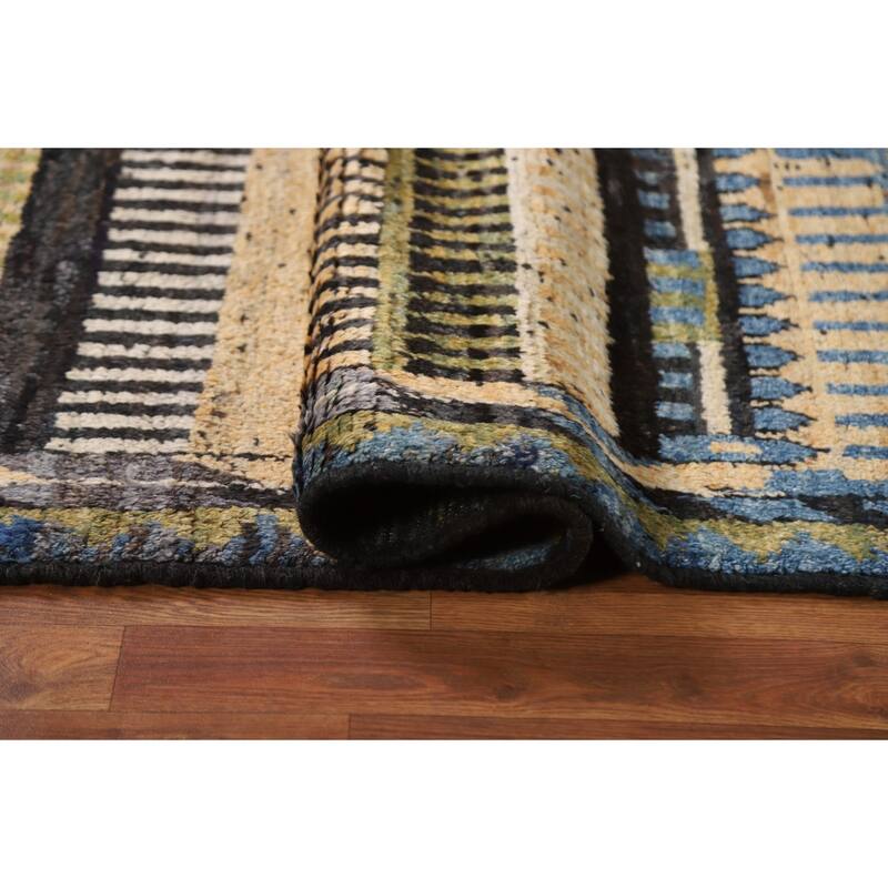 Hand Knotted Oriental 100% Wool Carpet Modern Tribal Multi-Colored Moroccan Area Rug - 8' 1'' X 5' 10''