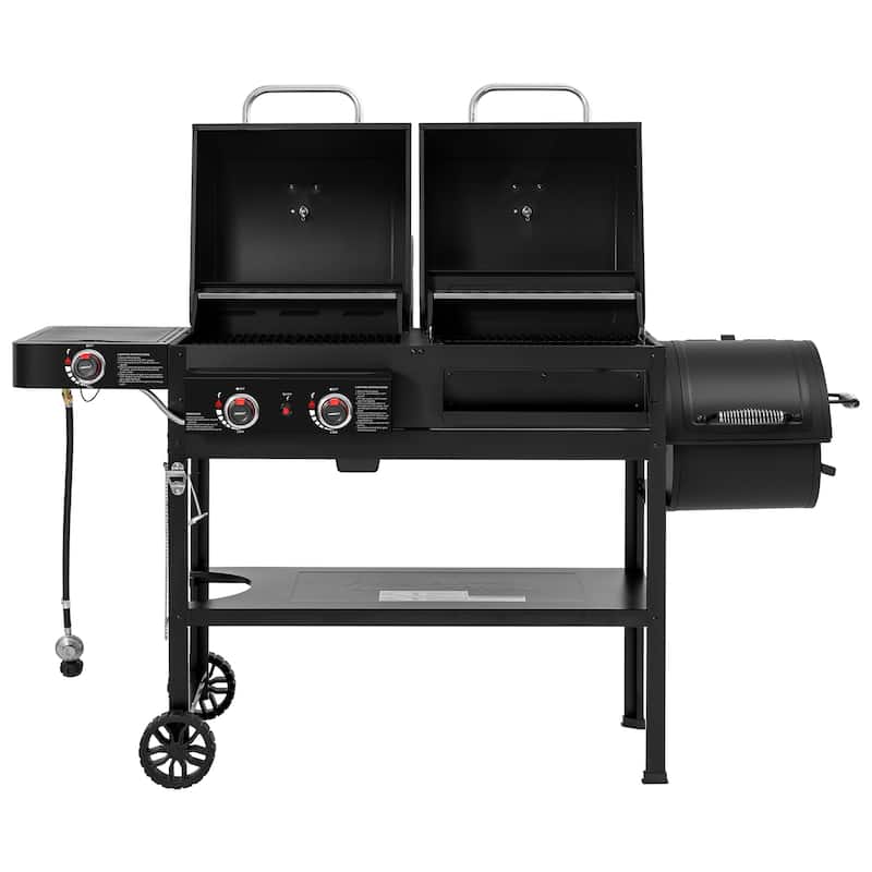 Royal Gourmet 2-Burner Gas and Charcoal Combo Grill with Offset Smoker