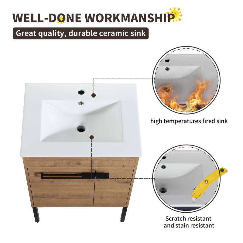 Beingnext 24"/30"/36" Bathroom Vanity with Sink, Freestanding/Floating Bathroom Vanity with Soft Close Door and Adjustable Shelf