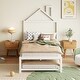 preview thumbnail 2 of 16, White Twin Size Metal Platform Bed with Trundle & House Headboard