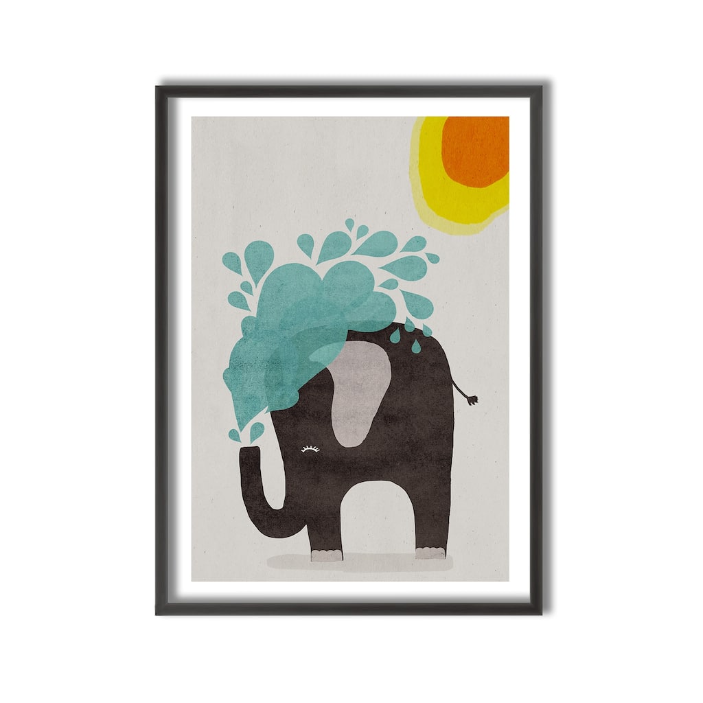 Kids Framed Art Print Funny Elephant by Treechild - Multi-Color