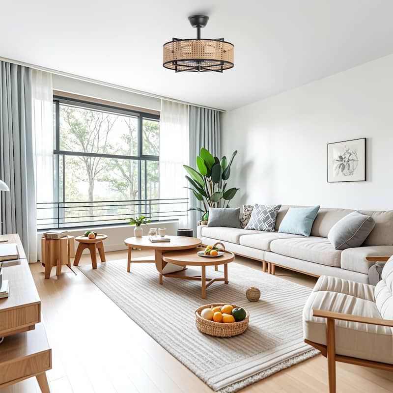 GetLedel 18-in Rattan Caged Ceiling Fan with Light and Remote