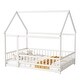 preview thumbnail 119 of 127, Wood Toddler House Bed with Roof Frame and Safety Guardrails Montessori Floor Bed without Slats No Door Houseshaped Platform Bed