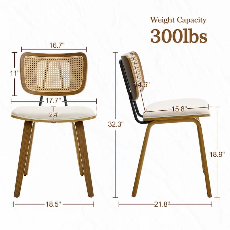 Faux Leather Upholstered Dining Chairs Set of 2/4 with Wood Legs - 32.3"H x 18.5"W x 21.8"D