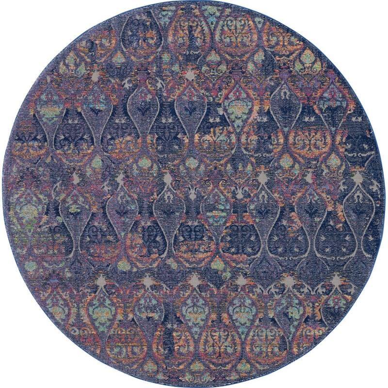 Jurif Power Loomed Distressed Geometric Non Skid Area Rug By HomeRoots - 48' X '48' X '0.5