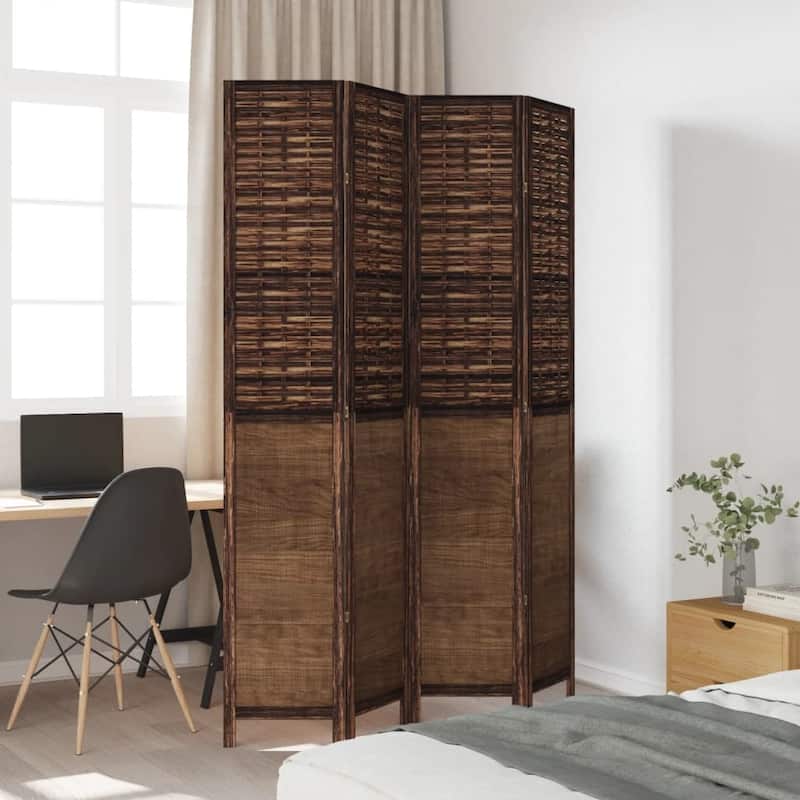 vidaXL Room Divider Privacy Screen Living Room Dark Brown Solid Wood Paulownia