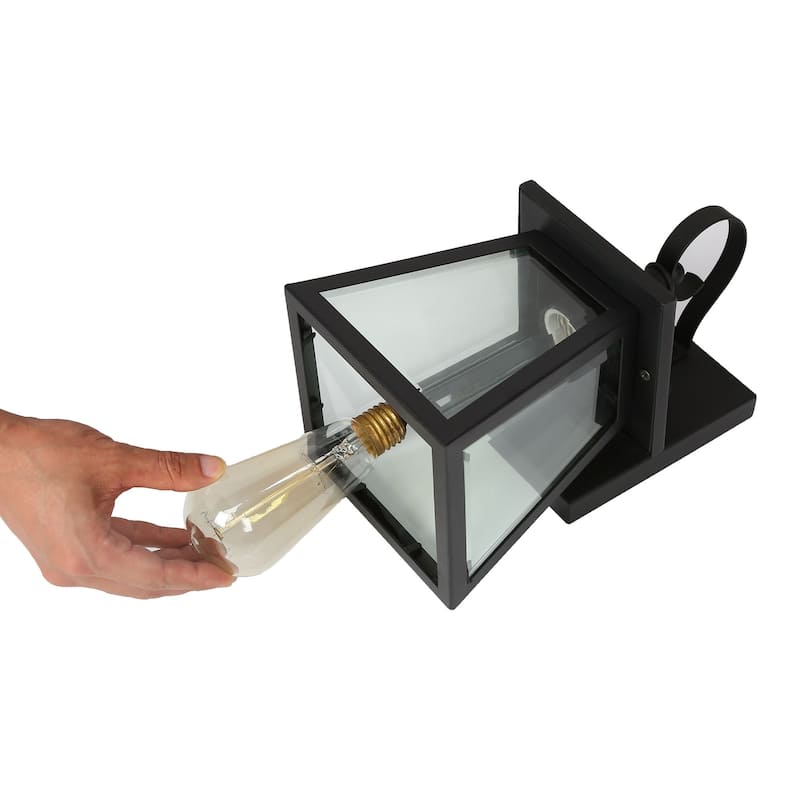 Kania 1-light Modern Black Lantern Outdoor Sconce Dimmable Exterior Wall Lighting