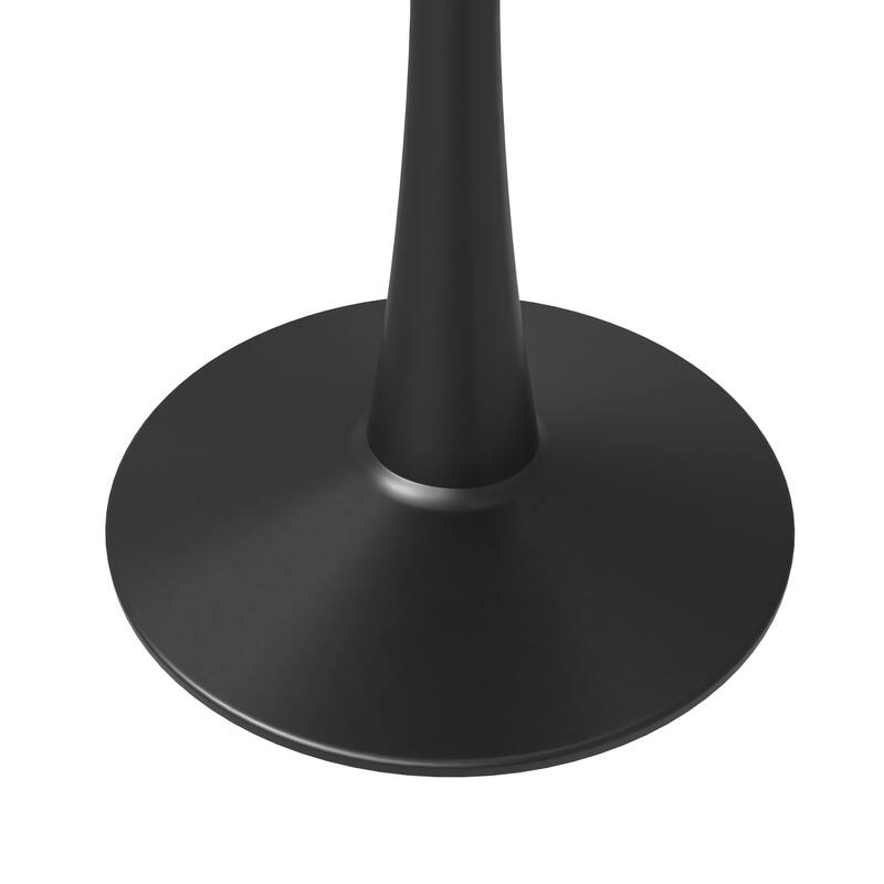 Bristol 32" Mid Century Modern Round Dining Table, MDF Wood Top & Glossy Iron Pedestal Base for Kitchen & Dining Room