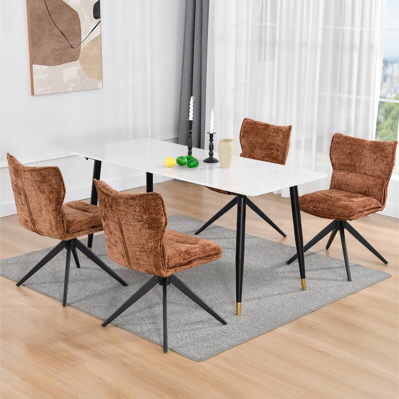 Modern Upholstered Swivel Dining Chairs Accent Side Chairs with Metal Legs