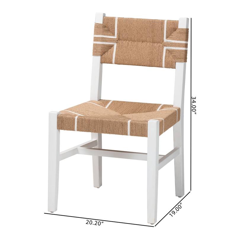 Talli Bohemian Paper Loom and White Mahogany Wood Dining Chair