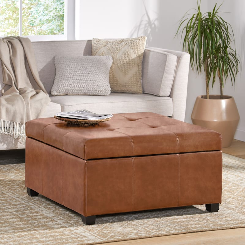 Billings Bonded Leather Storage Ottoman by Christopher Knight Home