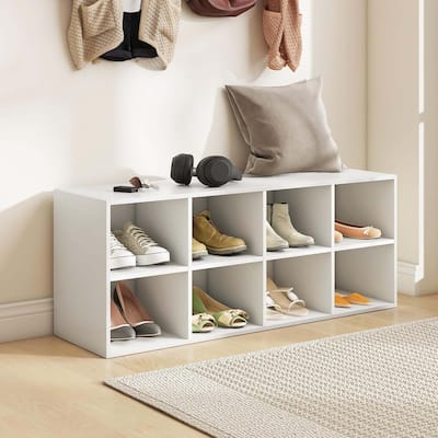 8-Cubby Shoe Storage Bench 40" Entryway Bench with Storage