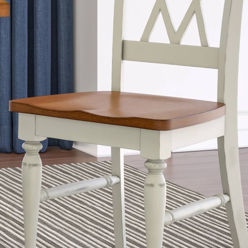 Monarch Off-White Wood 7 Piece Dining Set With18" Removable Leaf by Homestyles